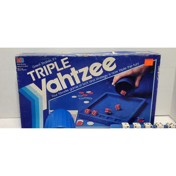 1991 Triple Yahtzee Game Milton Bradley Vintage w/ Score Cards Dice & Chips - Picture 7 of 10